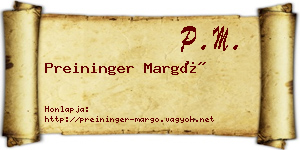 Preininger Margó névjegykártya